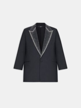 Blazer à simple boutonnage avec revers orné