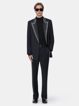 Blazer à simple boutonnage avec revers orné