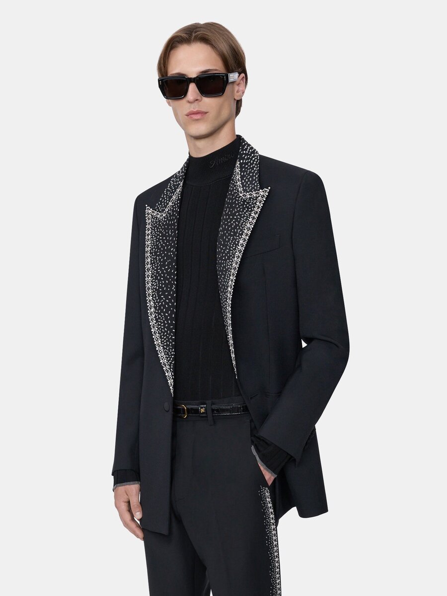 Blazer à simple boutonnage avec revers orné