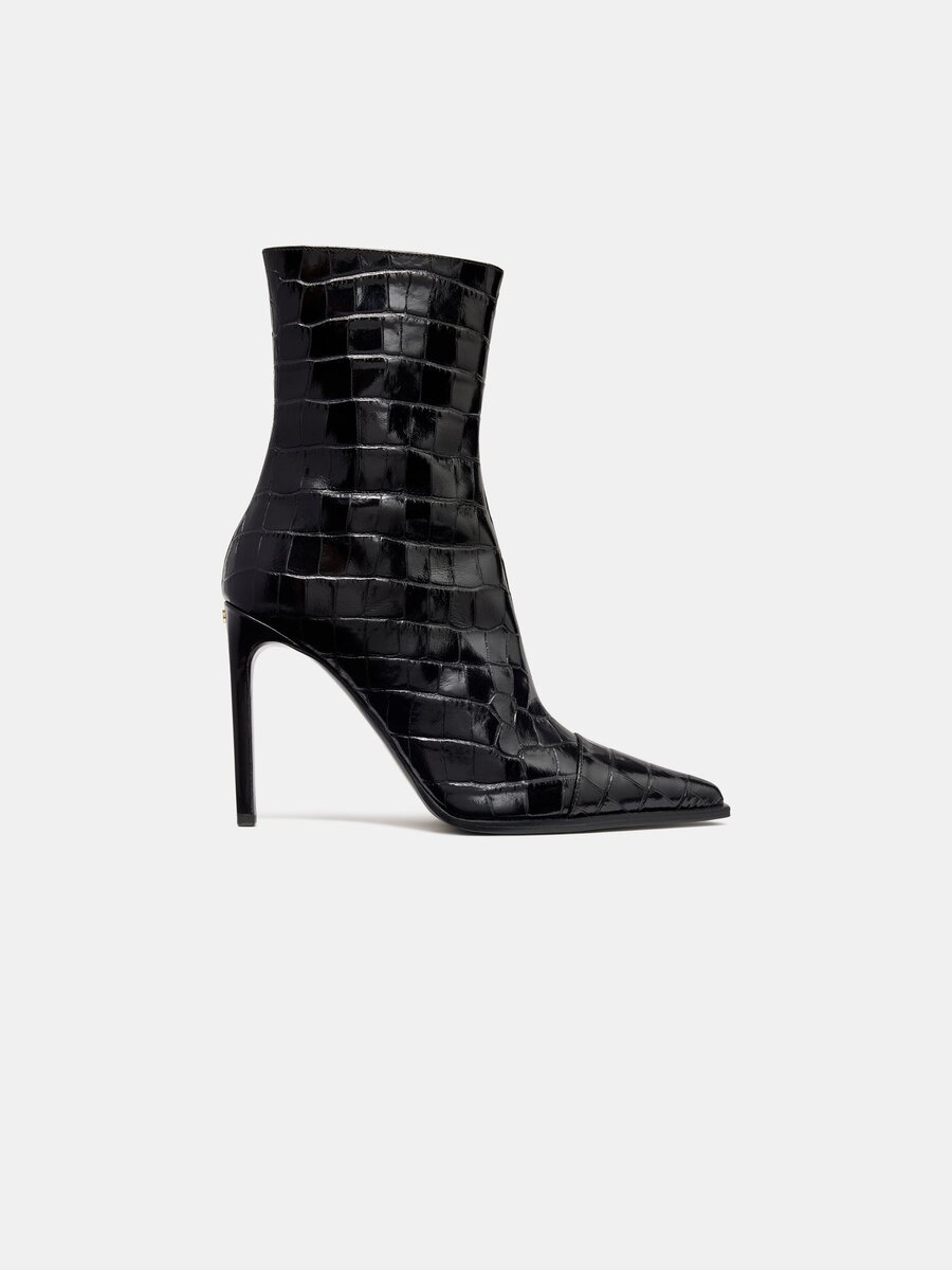 BOTTINES À TALON AIGUILLE « MA » AVEC MOTIF CROCODILE EN RELIEF POUR FEMMES