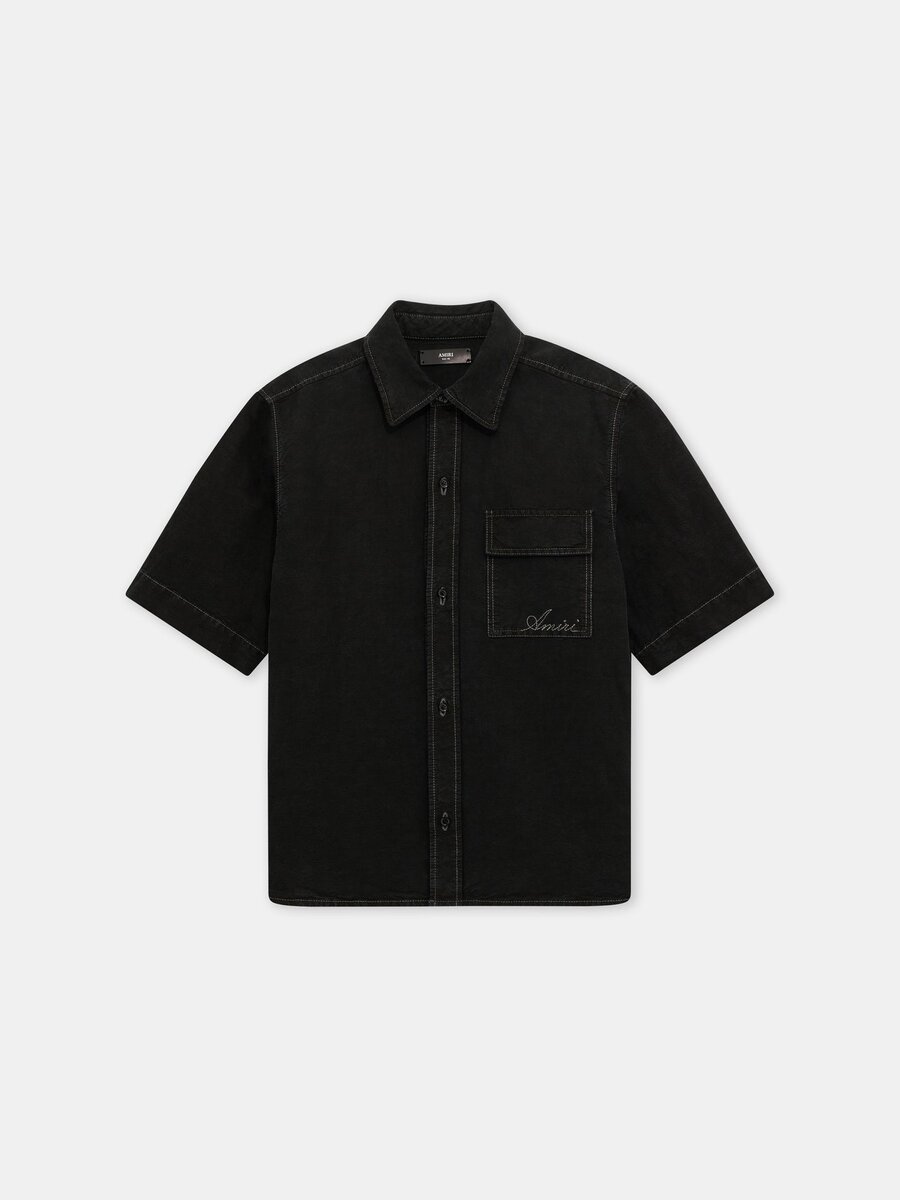 CHEMISE SURMESURÉE EN LIN AVEC LOGO SCRIPT