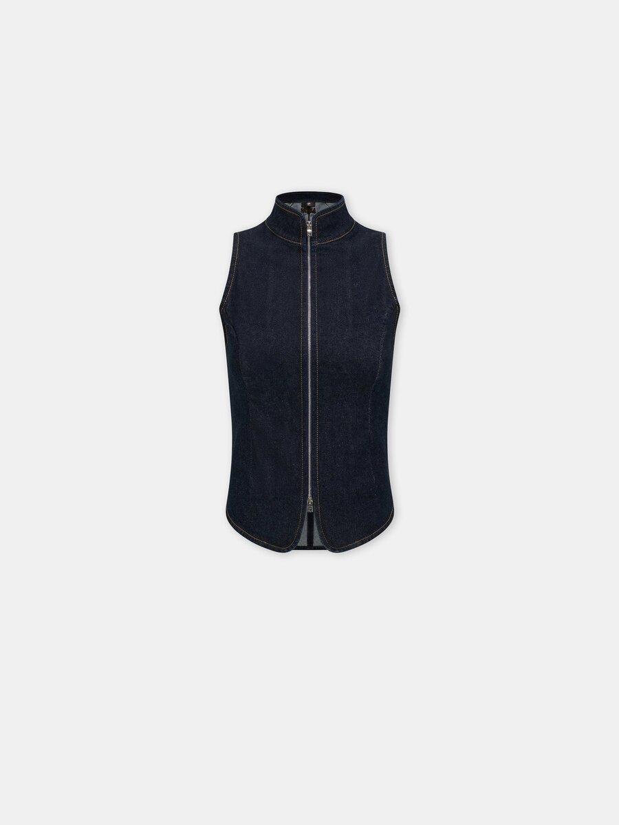 HAUT À FERMETURE ÉCLAIR EN DENIM BRUT AMIRI POUR FEMME