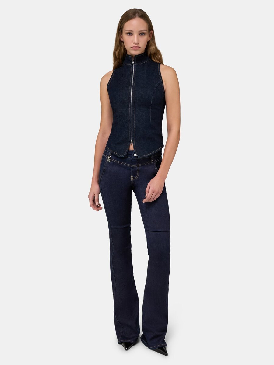 HAUT À FERMETURE ÉCLAIR EN DENIM BRUT AMIRI POUR FEMME