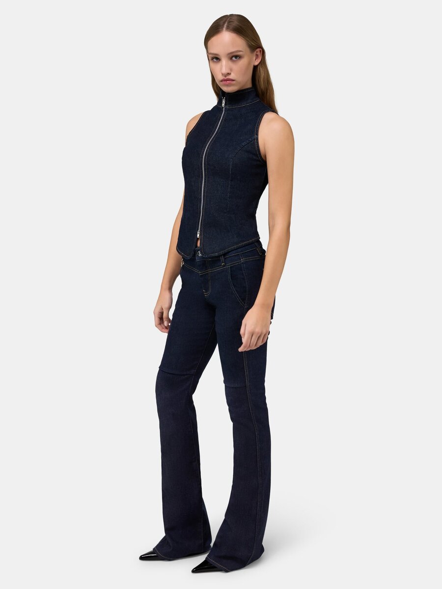 HAUT À FERMETURE ÉCLAIR EN DENIM BRUT AMIRI POUR FEMME