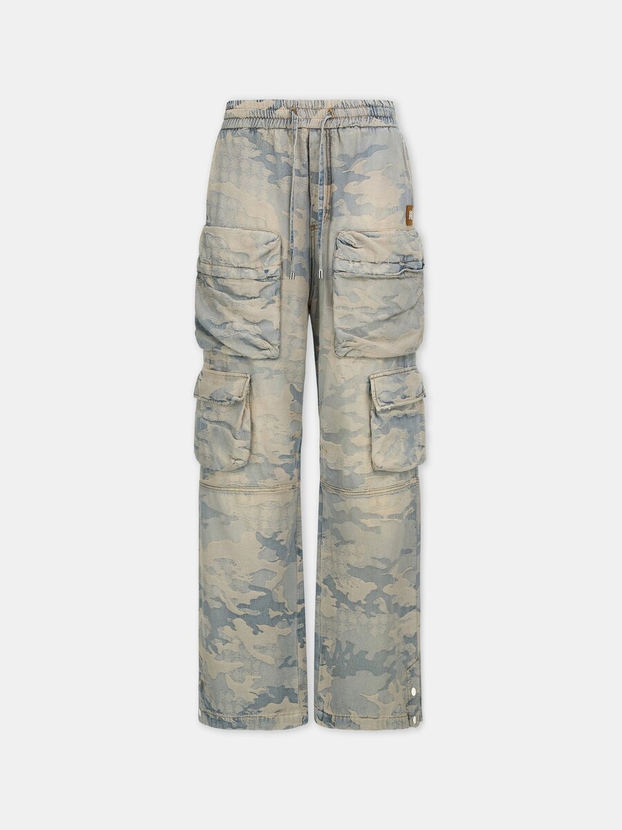 JEAN CARGO BAGGY EN JACQUARD CAMOUFLAGE