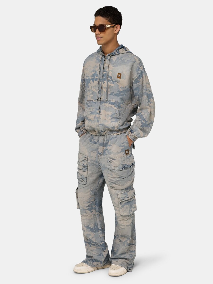 JEAN CARGO BAGGY EN JACQUARD CAMOUFLAGE
