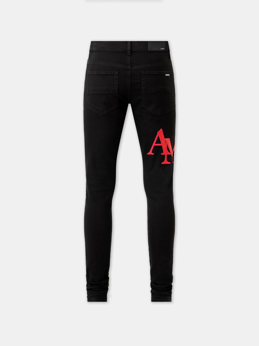 JEAN SKINNY AVEC LOGO DÉCALÉ - Noir Rouge