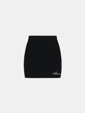 JUPE MINI EN MAILLE COTONNÉE À CÔTES POUR FEMME AVEC LOGO SCRIPT