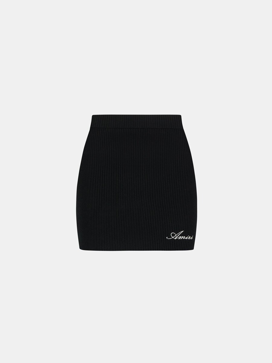 JUPE MINI EN MAILLE COTONNÉE À CÔTES POUR FEMME AVEC LOGO SCRIPT