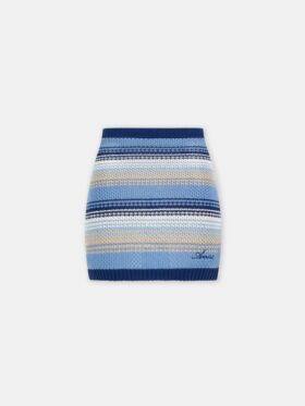 MINI-JUPE EN MAILLE À RAYURES ET INSCRIPTIONS POUR FEMME