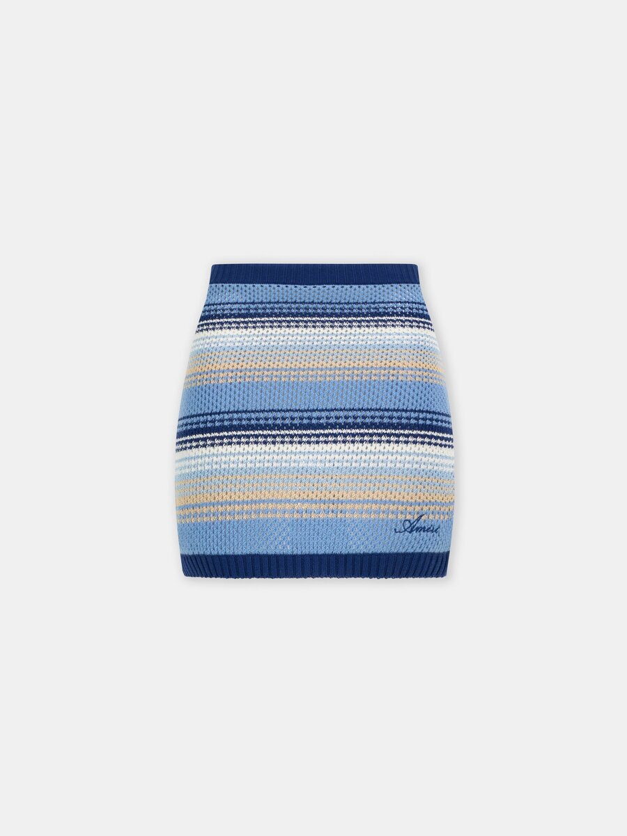 MINI-JUPE EN MAILLE À RAYURES ET INSCRIPTIONS POUR FEMME