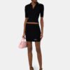 JUPE MINI EN MAILLE COTONNÉE À CÔTES POUR FEMME AVEC LOGO SCRIPT