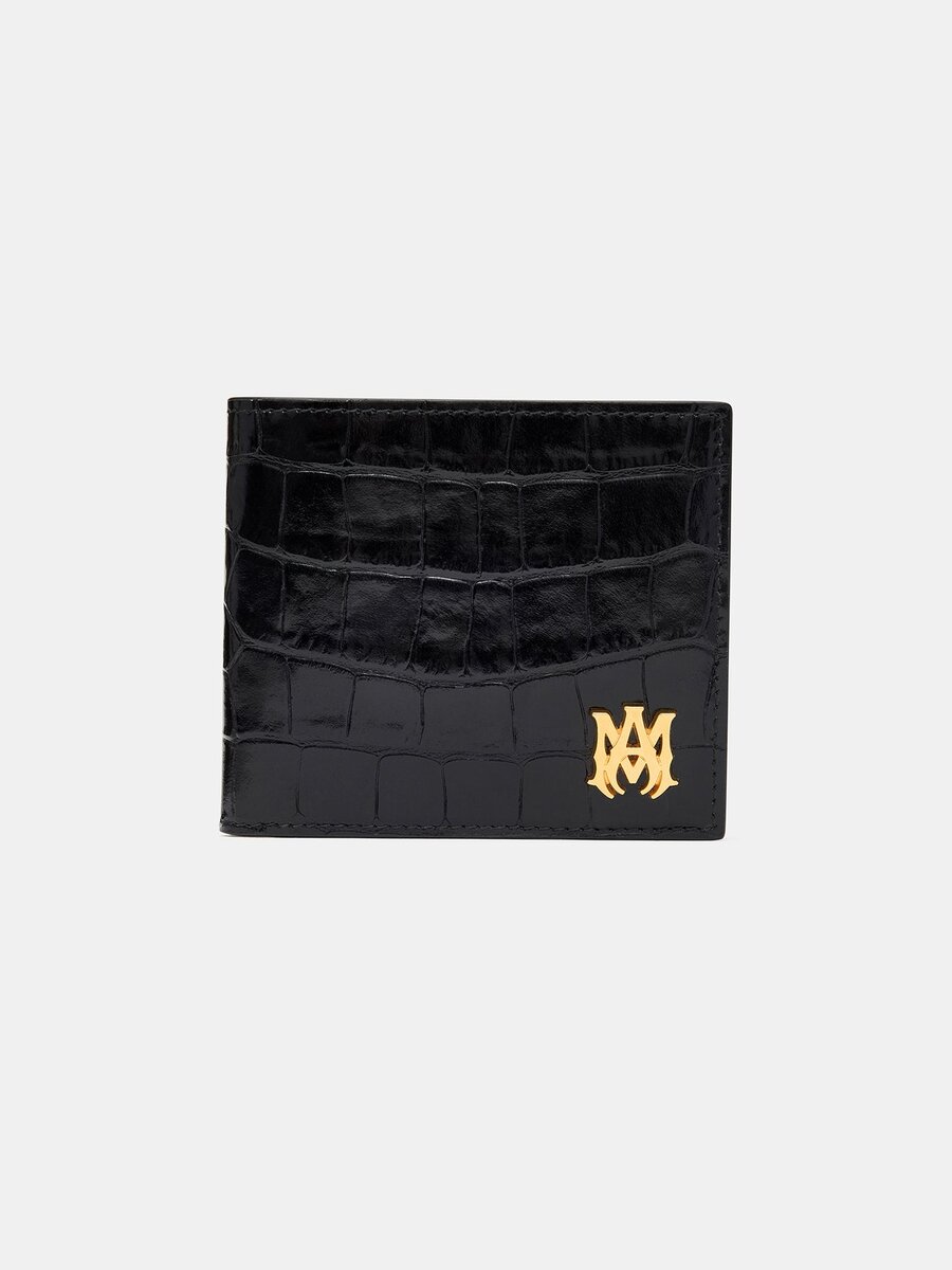 PORTEFEUILLE À DEUX VOLETS AVEC MOTIF CROCODILE EN RELIEF