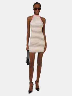 ROBE MINI HALTER À RAYURES MA POUR FEMME
