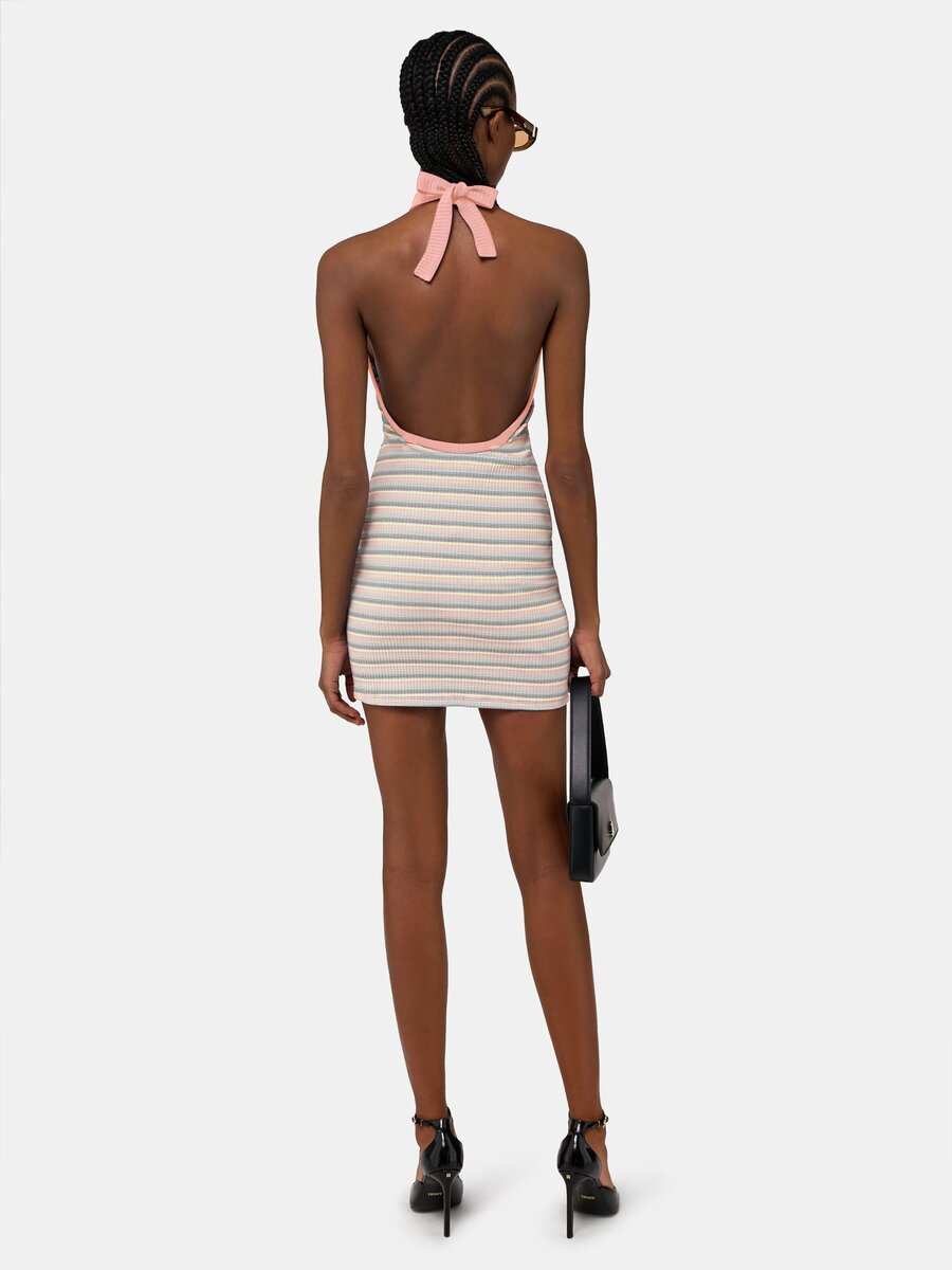 ROBE MINI HALTER À RAYURES MA POUR FEMME