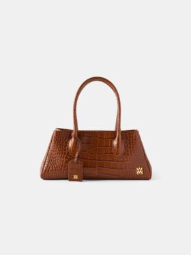 SAC À BANDOULIÈRE « EMBOSSED CROC HONEY 40 » POUR FEMME