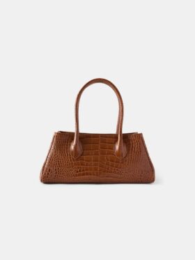 SAC À BANDOULIÈRE « EMBOSSED CROC HONEY 40 » POUR FEMME