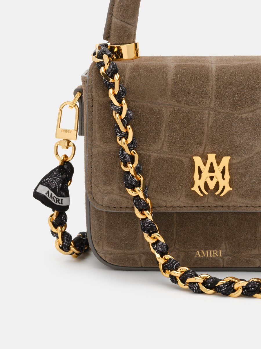 SAC À MAIN EN SOIE AVEC BANDANA ET BOUCLIER EN CHAÎNE POUR FEMME