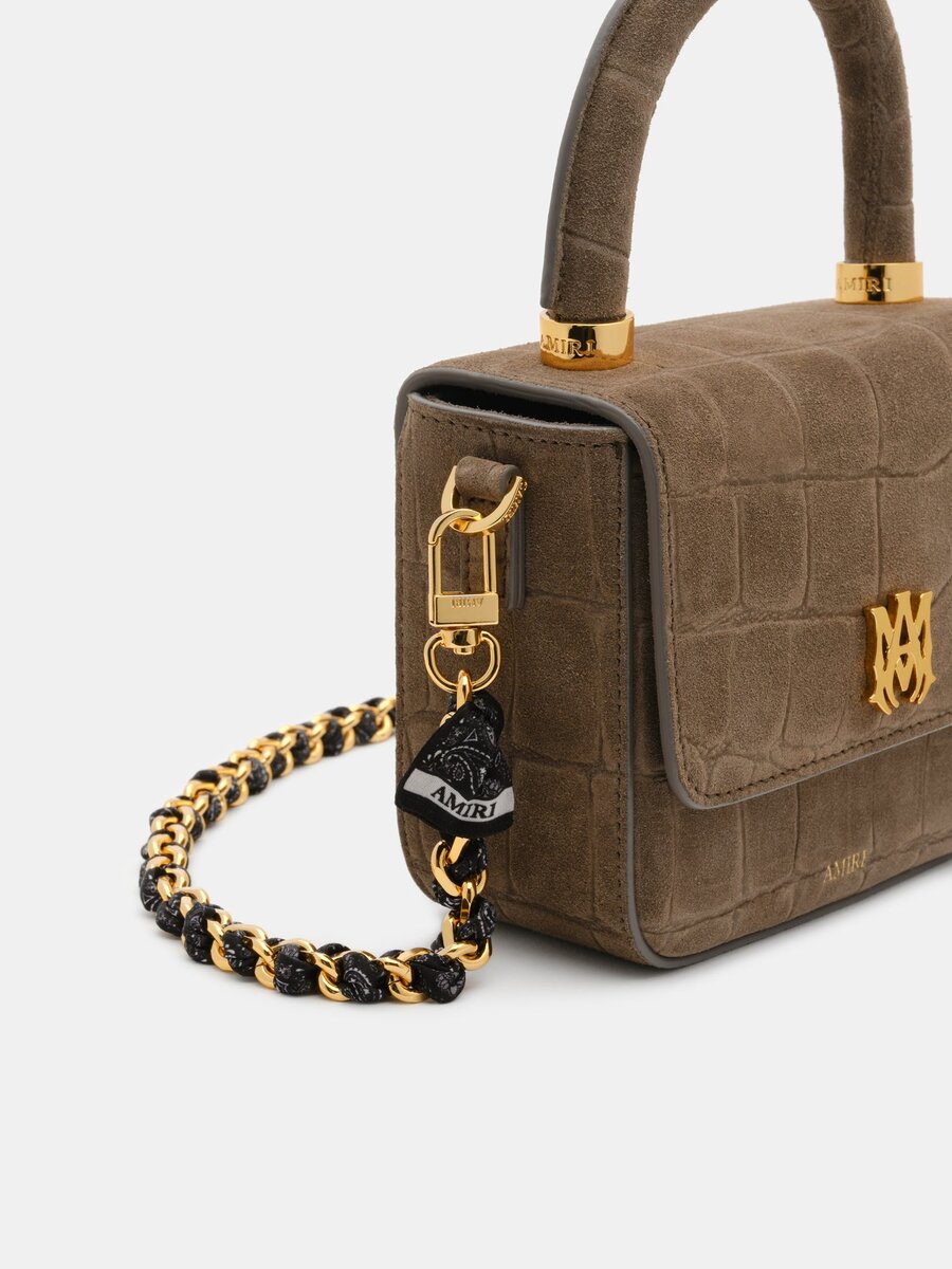 SAC À MAIN EN SOIE AVEC BANDANA ET BOUCLIER EN CHAÎNE POUR FEMME