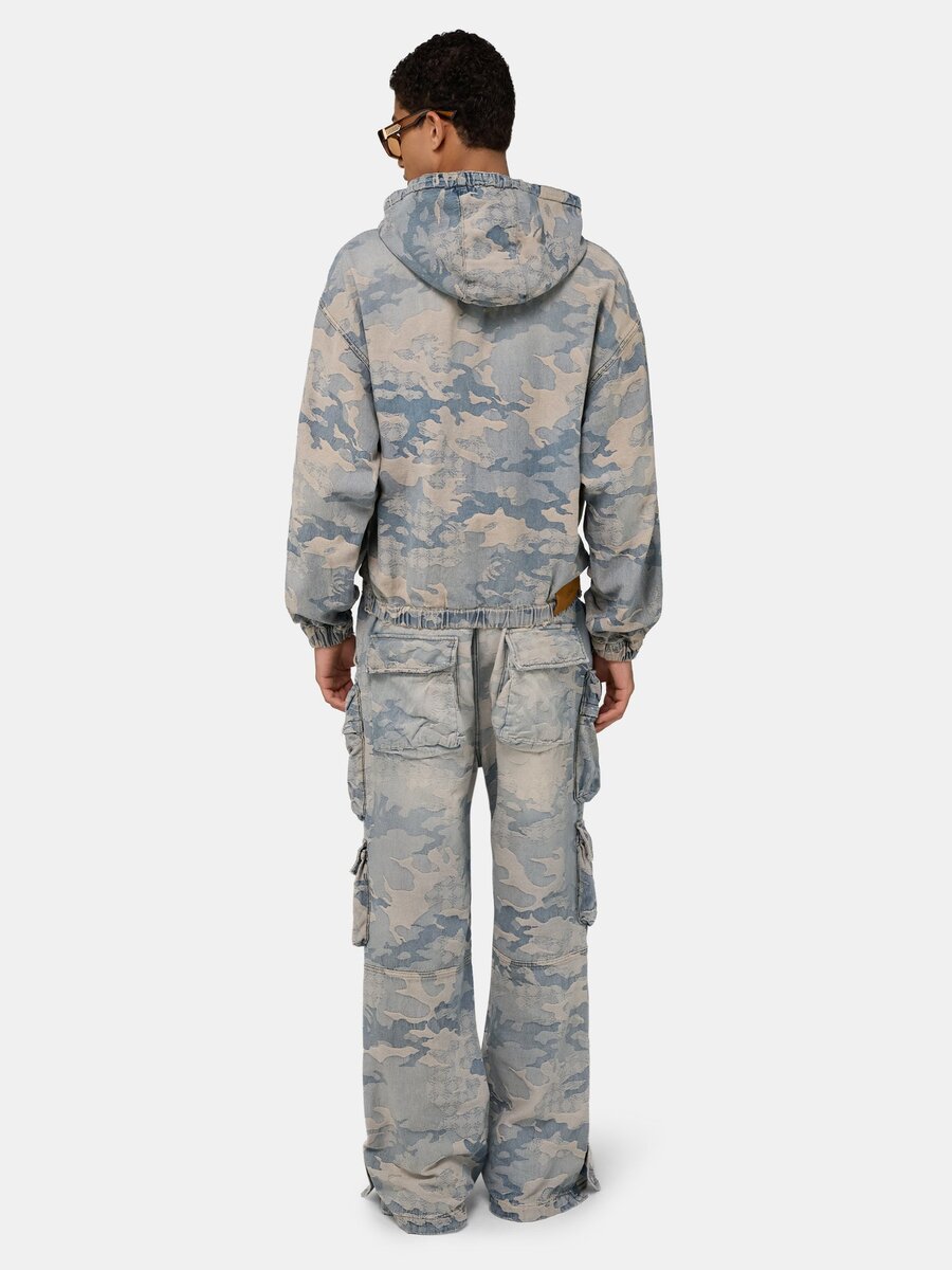 SWEAT À CAPUCHE ZIP EN DENIM JACQUARD CAMOUFLAGE