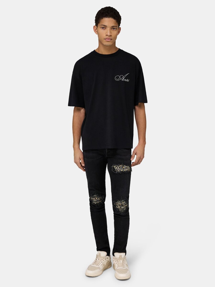 T-SHIRT OVERSIZE CRYSTAL AMIRI SCRIPT