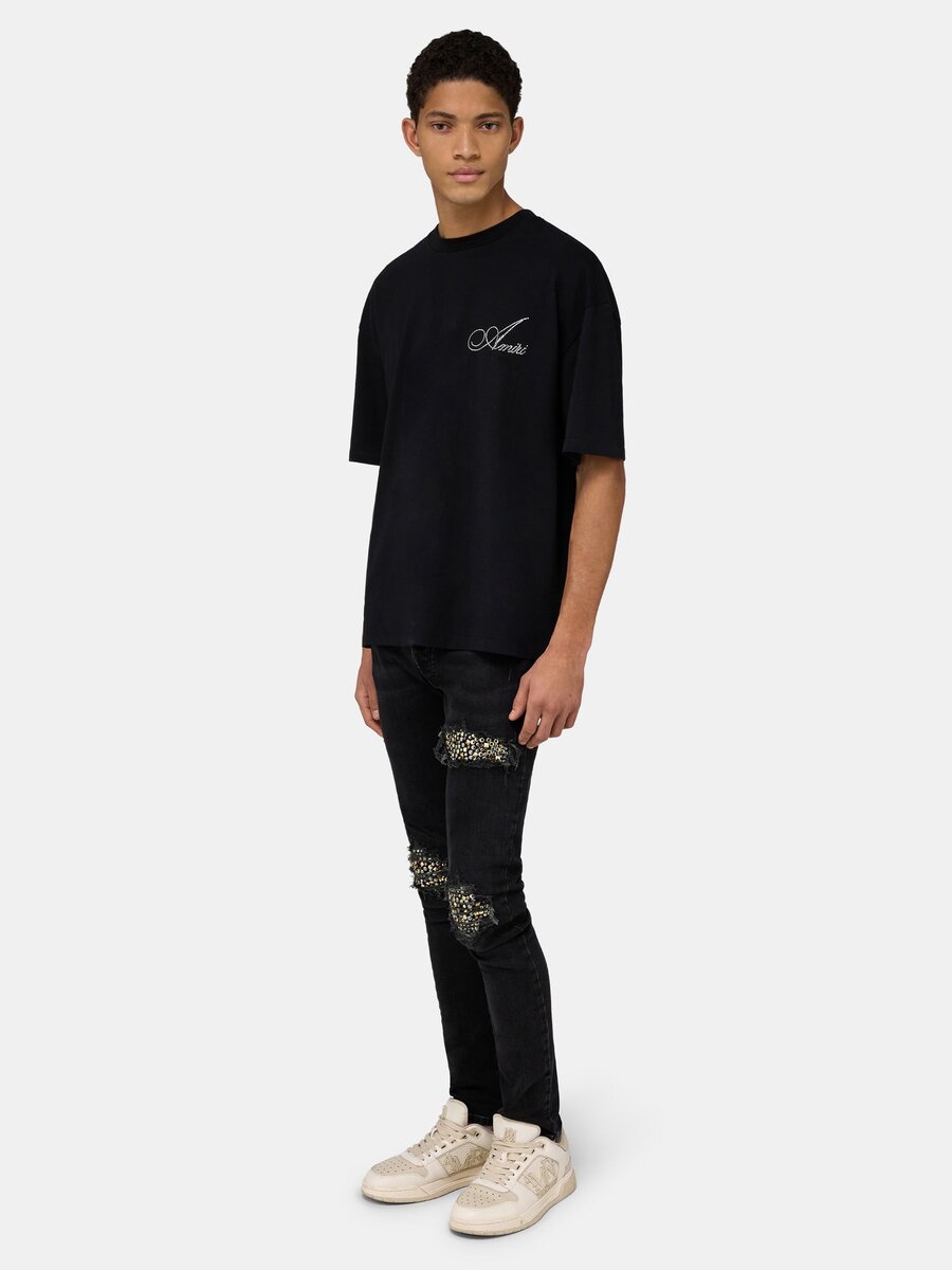 T-SHIRT OVERSIZE CRYSTAL AMIRI SCRIPT